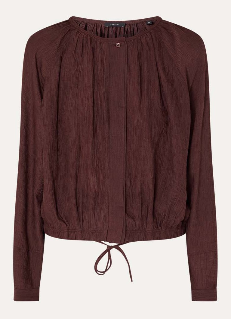 OPUS Dames Faluna blouse met ronde hals in de kleur Donkerbruin, maat: 42