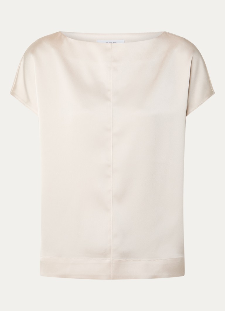 OPUS Dames Festiva top van satijn met siernaad in de kleur Ivoor, maat: 34