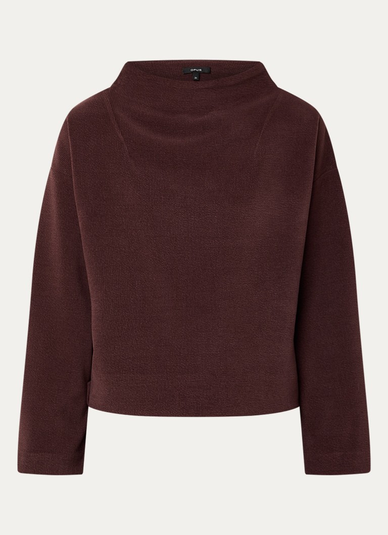 OPUS Dames Glamti trui met col en structuur in de kleur Roodbruin, maat: 42