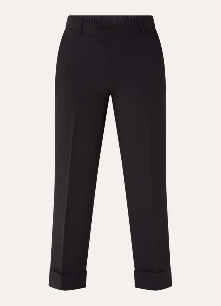OPUS Dames Meeri high waist loose fit cropped pantalon in de kleur Zwart, maat: 34