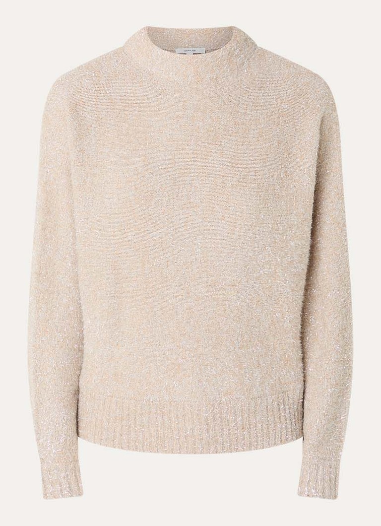 OPUS Dames Posmic fijngebreide trui met lurex in de kleur Creme, maat: 34