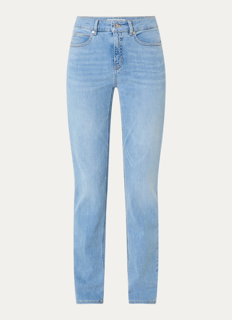 OPUS Dames Melly Base mid waist slim fit jeans met lichte wassing in de kleur Indigo, maat: 40/L32