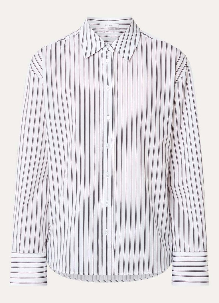 OPUS Dames Fapo blouse met streepprint in de kleur Wit, maat: 42