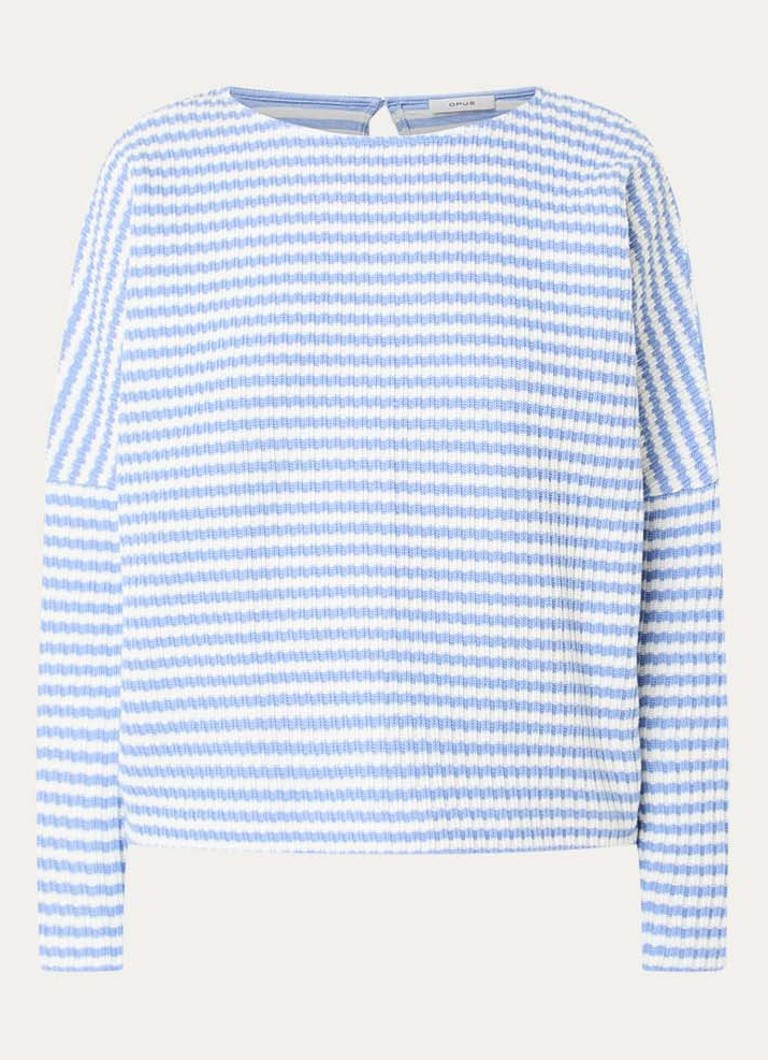 OPUS Dames Gresh grofgebreide trui met streepprint in de kleur Blauw, maat: 36