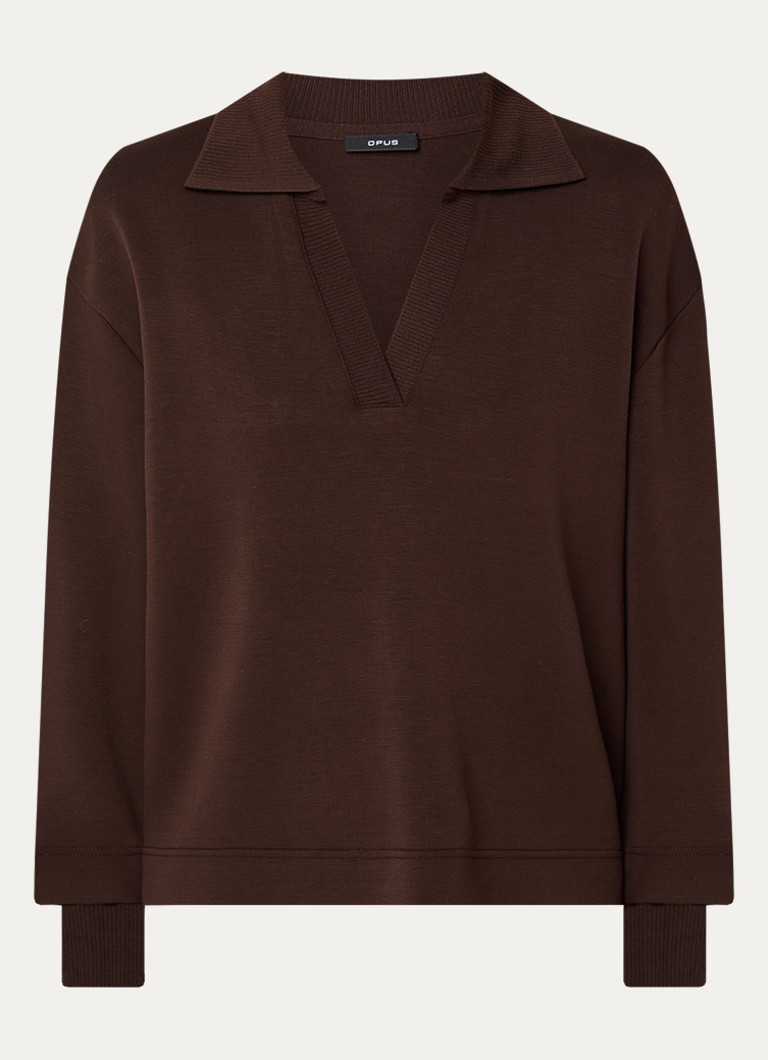 OPUS Dames Ghya sweater met V-hals in de kleur Bruin, maat: 40