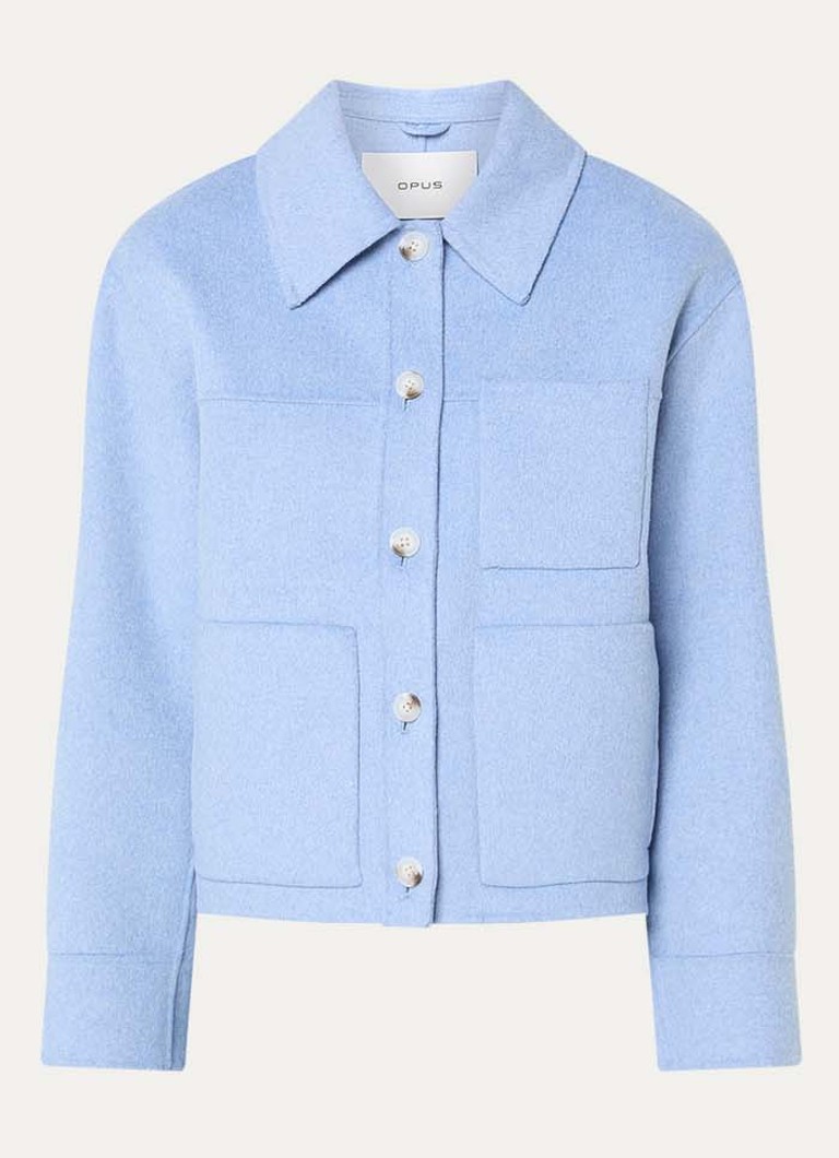 OPUS Dames Helia jack in wolblend met opgestikte zakken in de kleur Blauwgrijs, maat: M