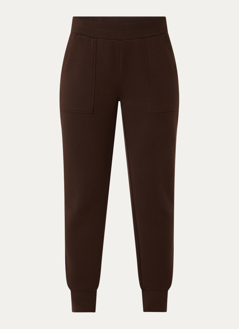 OPUS Dames Myha Club high waist tapered fit joggingbroek in de kleur Donkerbruin, maat: 38