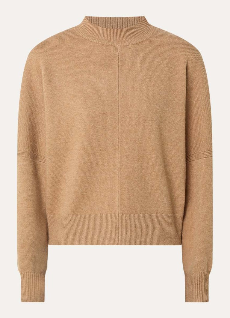 OPUS Dames Pilas fijngebreide trui met opstaande kraag in de kleur Beige, maat: L