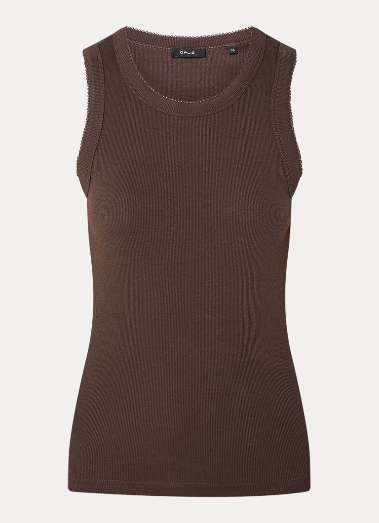 OPUS Dames Ilesso tanktop met stretch in de kleur Donkerbruin, maat: 36