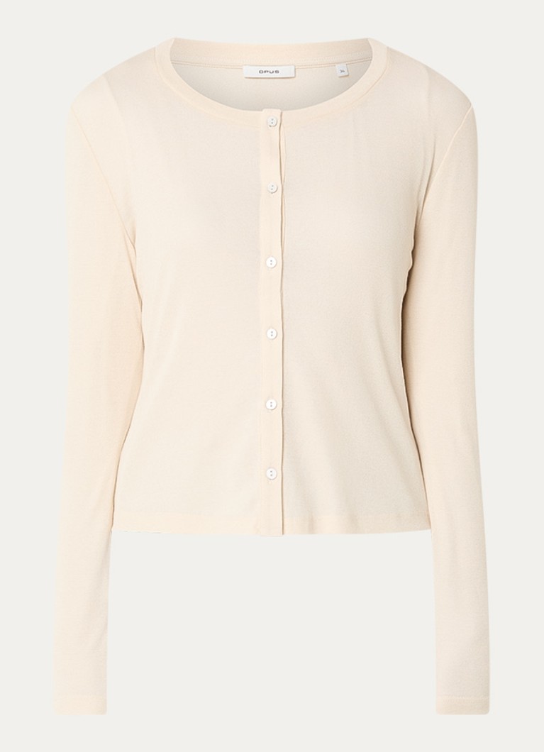 OPUS Dames Fijngebreid vest met ronde hals in de kleur Naturel, maat: 38