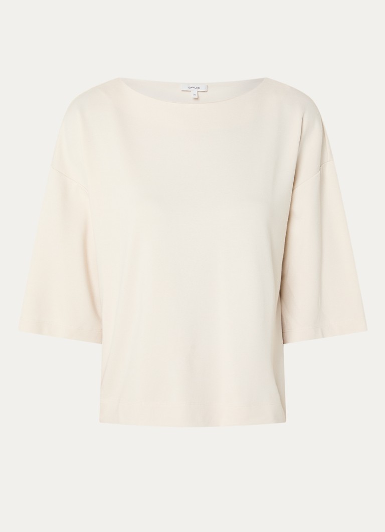 OPUS Dames Syros top met ronde hals in de kleur Beige, maat: 42