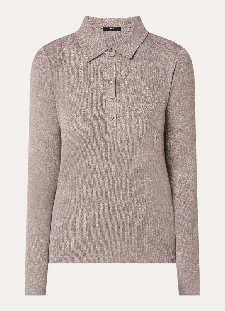 OPUS Dames Sapippa fijngebreide top met lurex in de kleur Zand, maat: 38