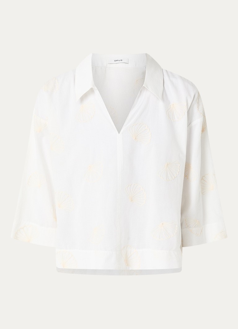 OPUS Dames Famoni blouse met broderie in de kleur Wit, maat: 40