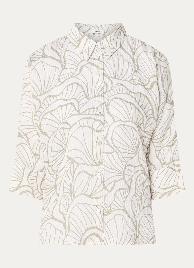 OPUS Dames Fashell blouse met print in de kleur Gebroken wit, maat: 44
