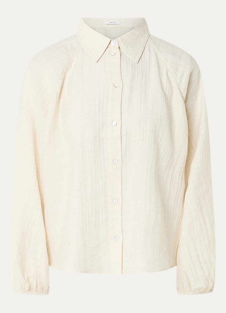 OPUS Dames Framatica blouse in linnenblend in de kleur Creme, maat: 42