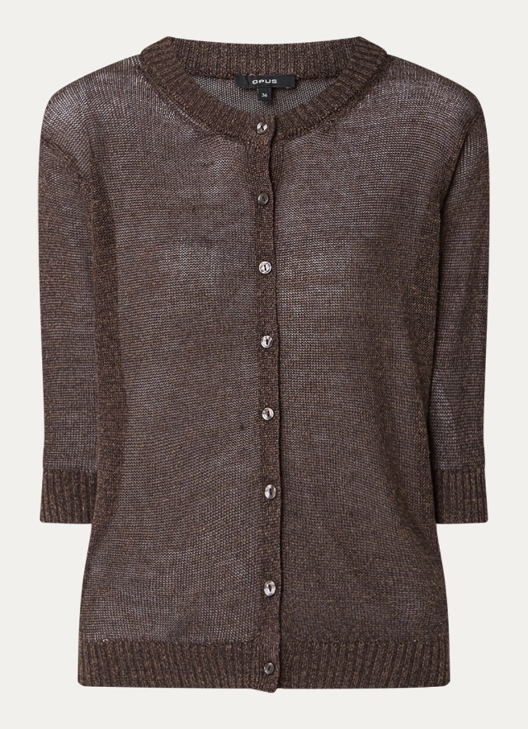 OPUS Dames Datina grofgebreid vest in linnenblend in de kleur Donkerbruin, maat: 42