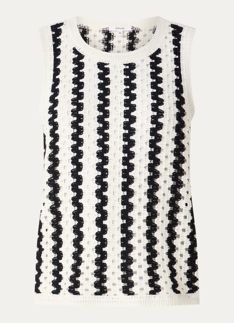 OPUS Dames Ifama tanktop met opengewerkt dessin in de kleur Zwart, maat: 42