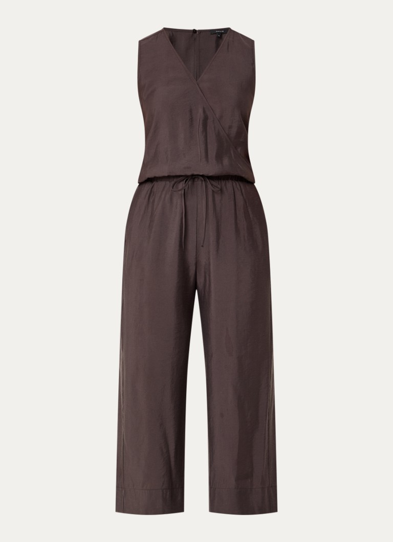 OPUS Dames Mellao wide fit jumpsuit met steekzakken in de kleur Donkerbruin, maat: 42
