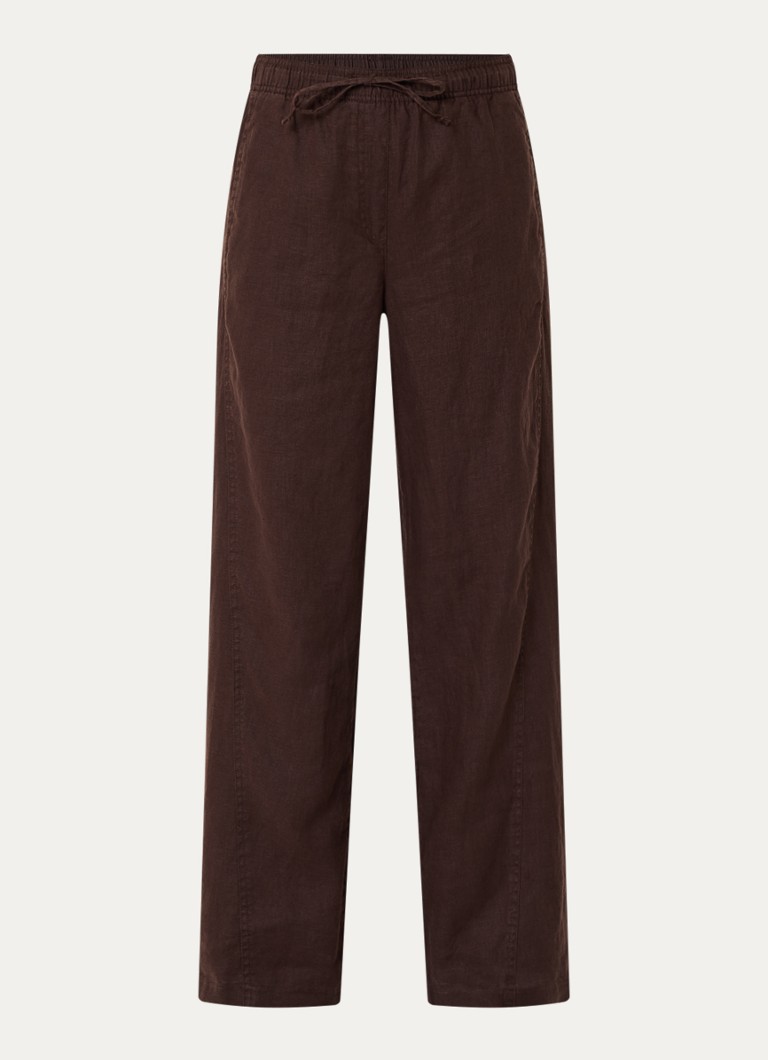 OPUS Dames Mileni high waist wide fit pantalon met steekzakken in de kleur Bruin, maat: 42