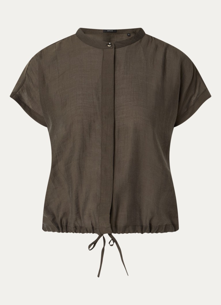 OPUS Dames Fadell blouse met ronde hals in de kleur Bronsgroen, maat: 40
