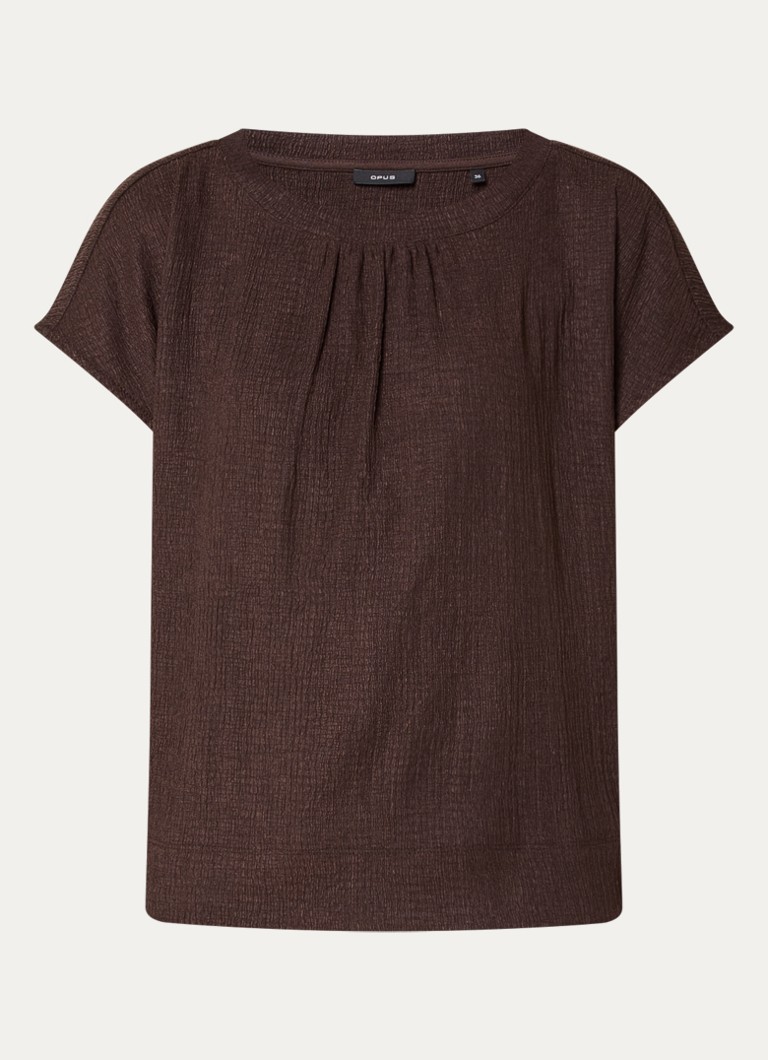 OPUS Dames T-shirt met structuur in de kleur Bruin, maat: 44