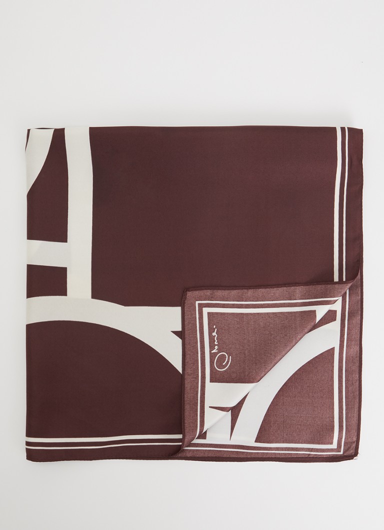 OPUS Dames Aditha sjaal met print 60 x 60 cm in de kleur Bordeauxrood, maat: ONE SIZE