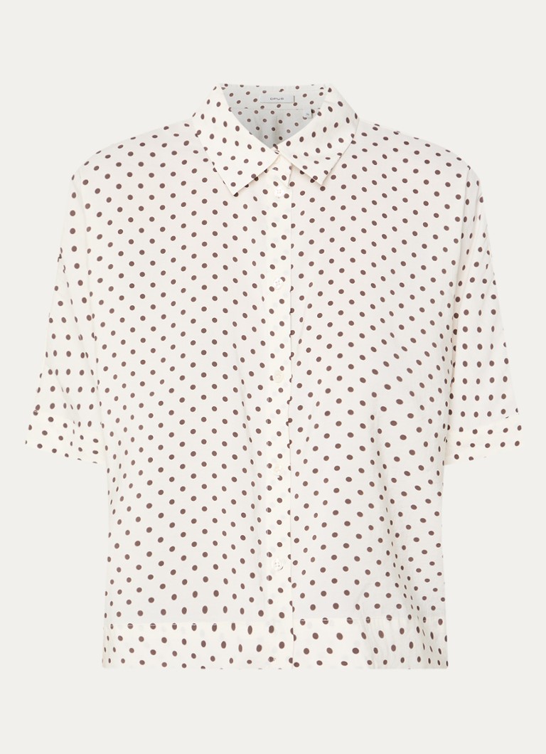 OPUS Dames Farise blouse met stippenprint in de kleur Gebroken wit, maat: 44