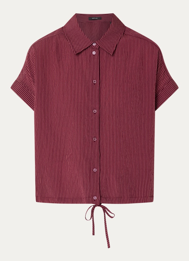 OPUS Dames Flaneta blouse met streepprint in de kleur Kersenrood, maat: 44