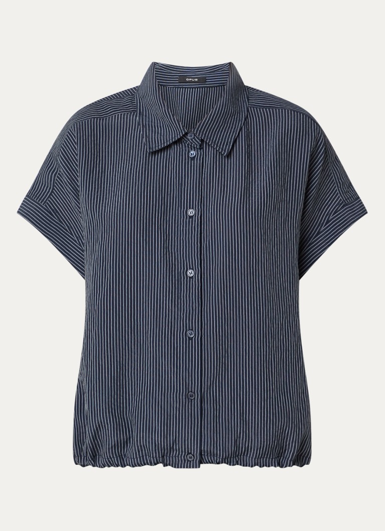 OPUS Dames Flaneta blouse met streepprint in de kleur Donkerblauw, maat: 42