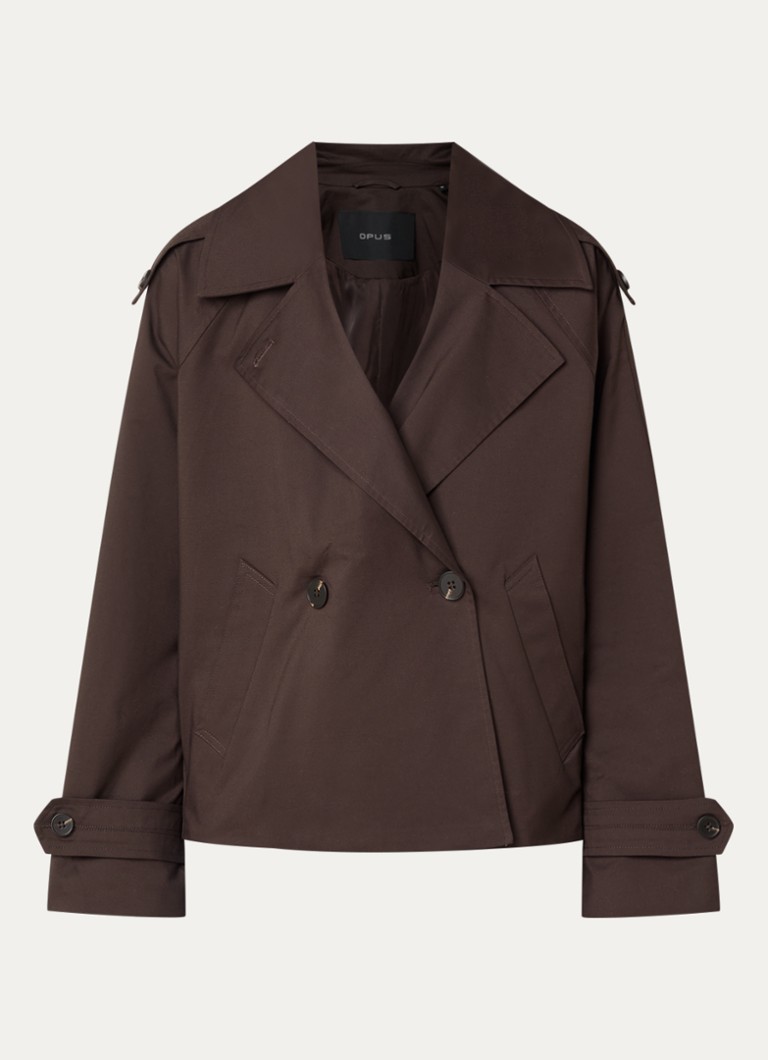 OPUS Dames Haweni trench coat met steekzakken in de kleur Donkerbruin, maat: 40