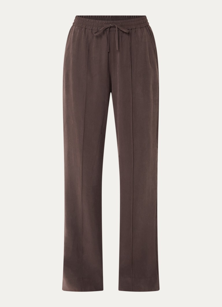 OPUS Dames Marou mid waist loose fit broek met steekzakken in de kleur Donkerbruin, maat: 44