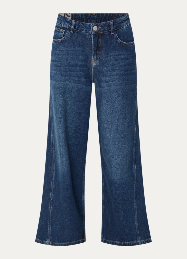 OPUS Dames Meddy Loosy low waist flared jeans met steekzakken in de kleur Donkerblauw, maat: 44/L28
