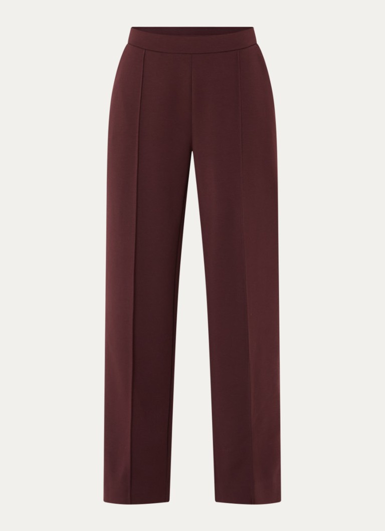OPUS Dames Melane high waist straight fit pantalon van travelstof met steekzakken in de kleur Kersenrood, maat: 40
