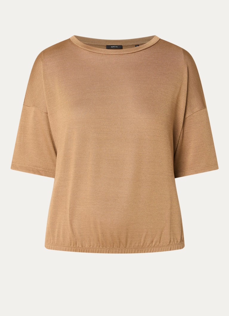 OPUS Dames Salien T-shirt met ronde hals in de kleur Camel, maat: 44