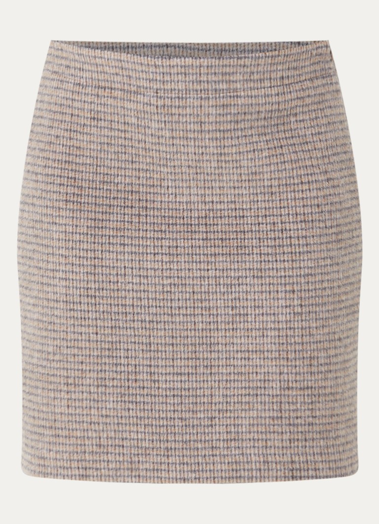 OPUS Dames Ravenna Mod minirok in wolblend met ruitdessin in de kleur Donkerbruin, maat: 38