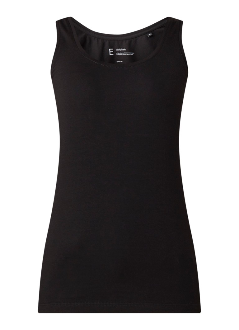 OPUS Dames Daily tanktop van katoen met ronde hals in de kleur Zwart, maat: 38