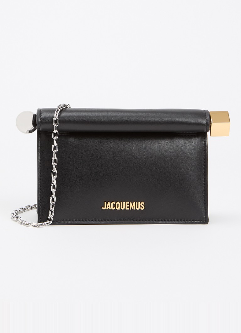 Jacquemus Dames La Petite Rond Carré clutch van lamsleer in de kleur Zwart, maat: One Size