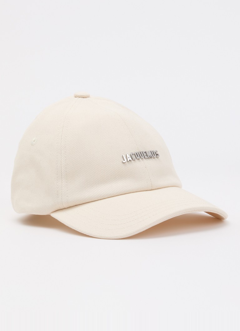 Jacquemus Dames La Casquette pet met logo in de kleur Gebroken wit, maat: 60