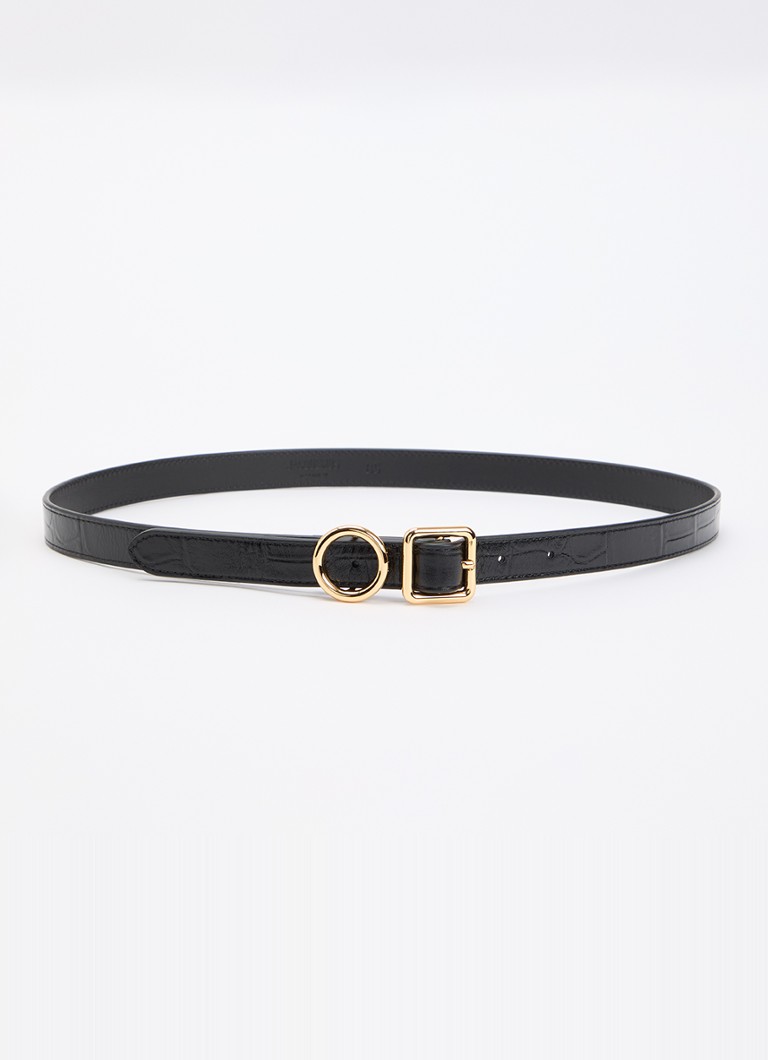 Jacquemus Dames Regalo riem van lakleer met crocostructuur in de kleur Zwart, maat: 75