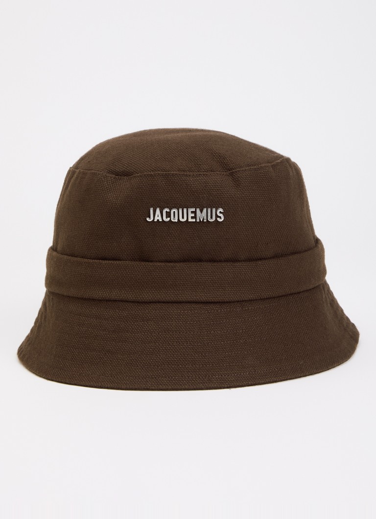 Jacquemus Dames Le Bob Gadjo bucket hoed met logo in de kleur Donkerbruin, maat: 56