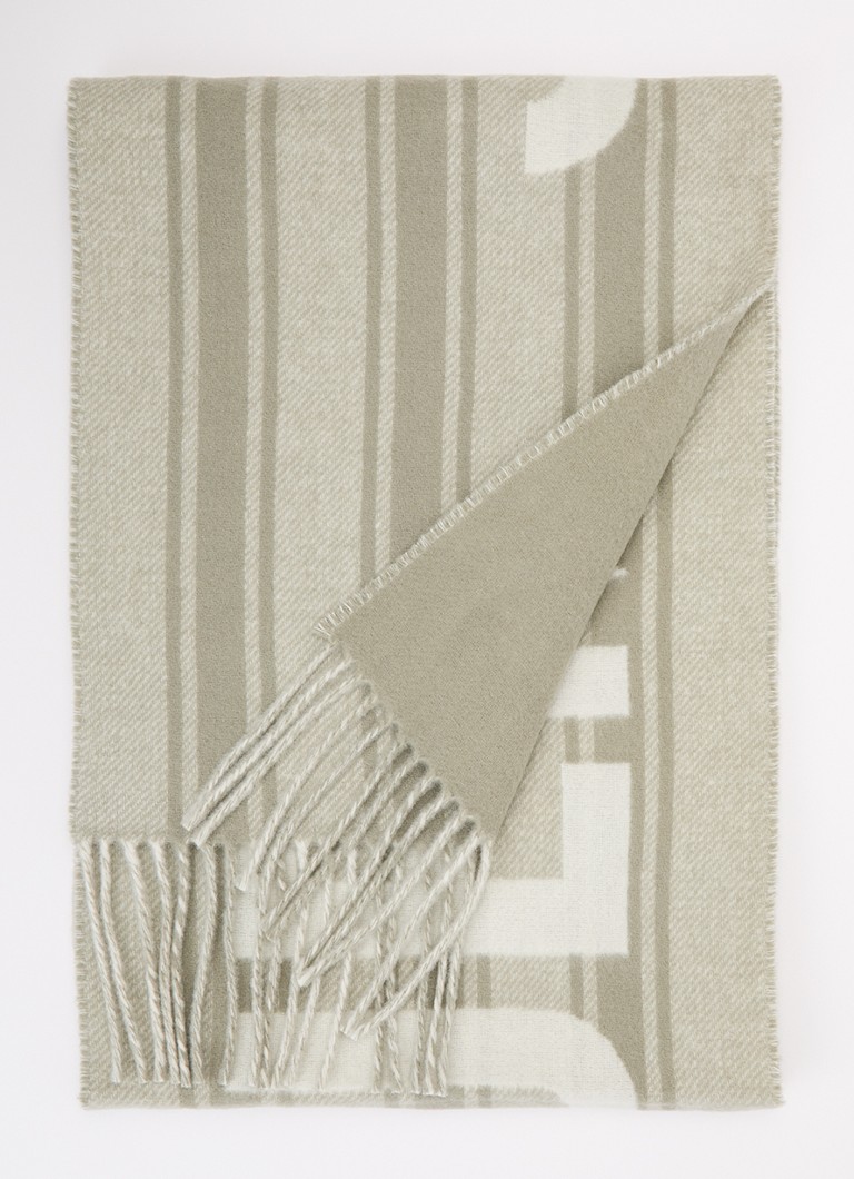 Jacquemus Dames Sjaal van scheerwol met logoprint 35 x 190 cm in de kleur Lindegroen, maat: o/s