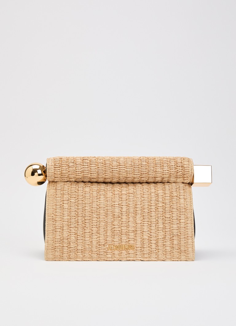 Jacquemus Dames La Pochette Rond Carré clutch met details van lamsleer in de kleur Beige, maat: O/S