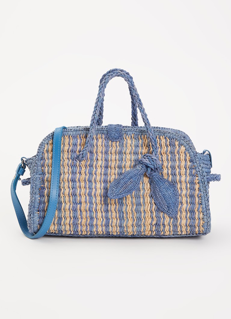 Jacquemus Dames Schoudertas van raffia in de kleur Blauw, maat: O/S