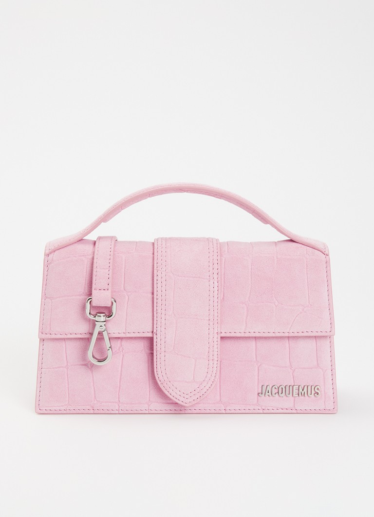Jacquemus Dames Le Grand Bambino handtas van kalfssuède met crocostructuur en afneembare schouderriem