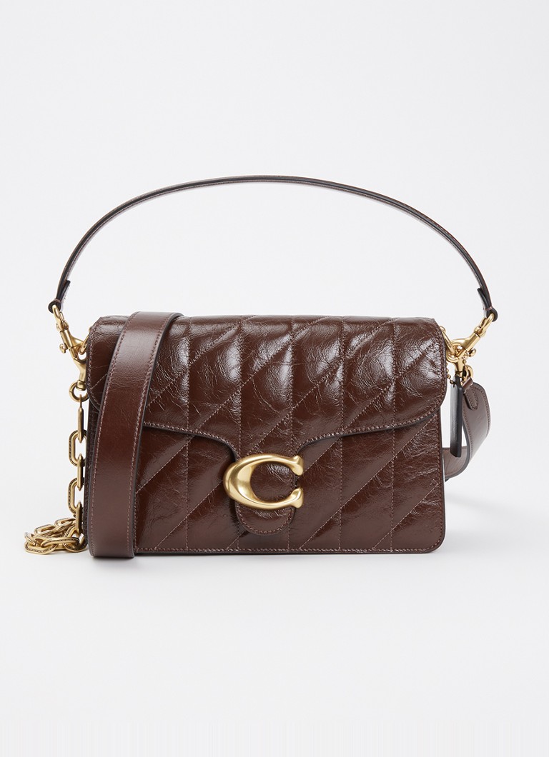 Coach Dames Chain Tabby schoudertas van leer met quilt patroon en afneembare schouderriem in de kleur Donkerbruin, maat: 1SZ