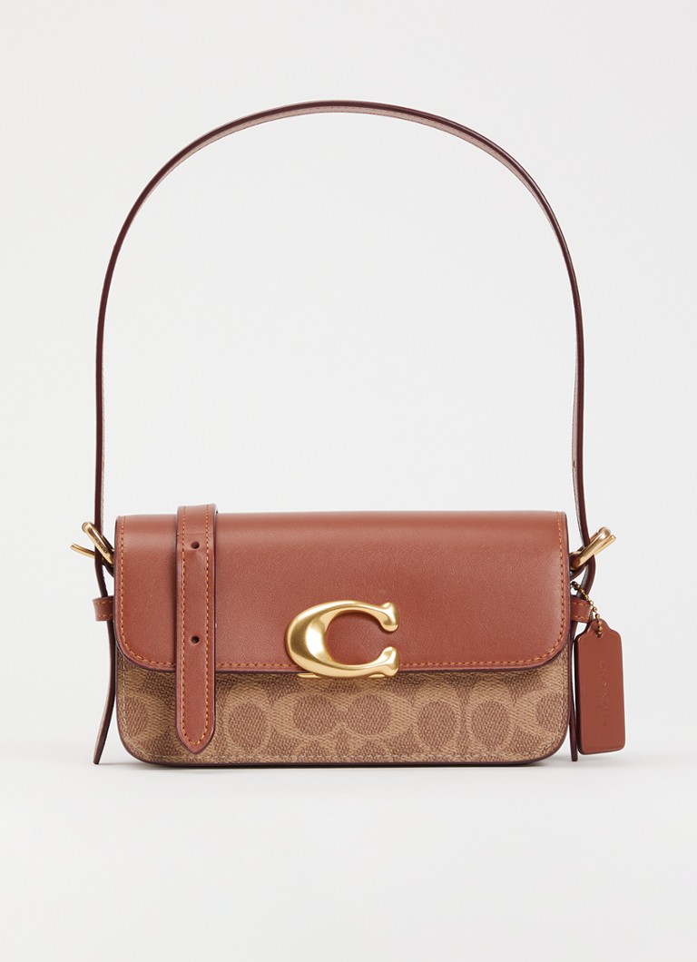 Coach Dames Zoe schoudertas van leer met logoprint in de kleur Roodbruin, maat: 1SZ