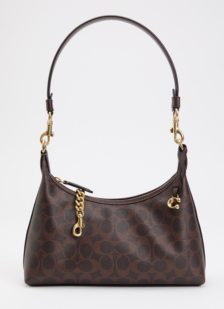 Coach Dames Juliet 25 schoudertas van leer met logoprint in de kleur Donkerbruin, maat: 1SZ
