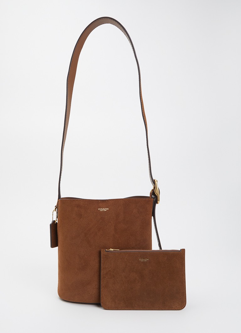 Coach Dames Bleecker schoudertas van suède met verstelbare schouderriem in de kleur Hazelnootbruin, maat: one size