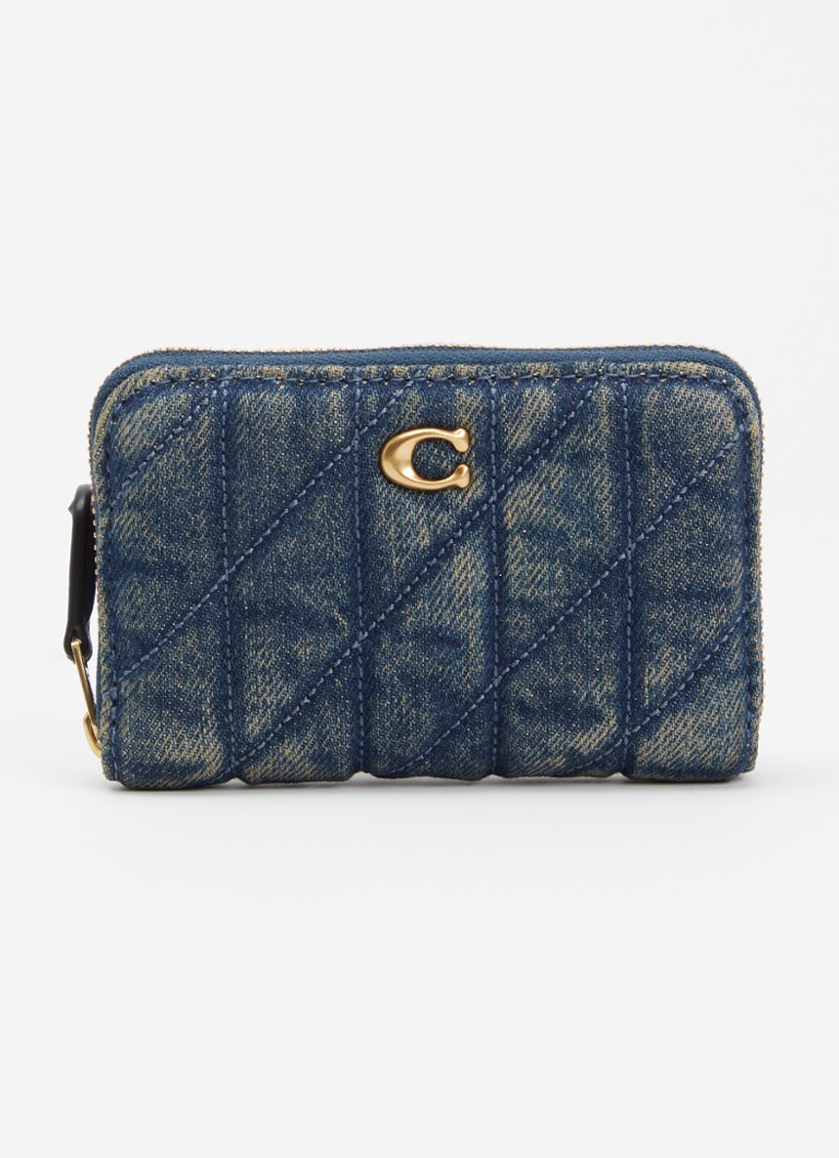 Coach Dames Ritsportemonnee van denim in de kleur Indigo, maat: one size