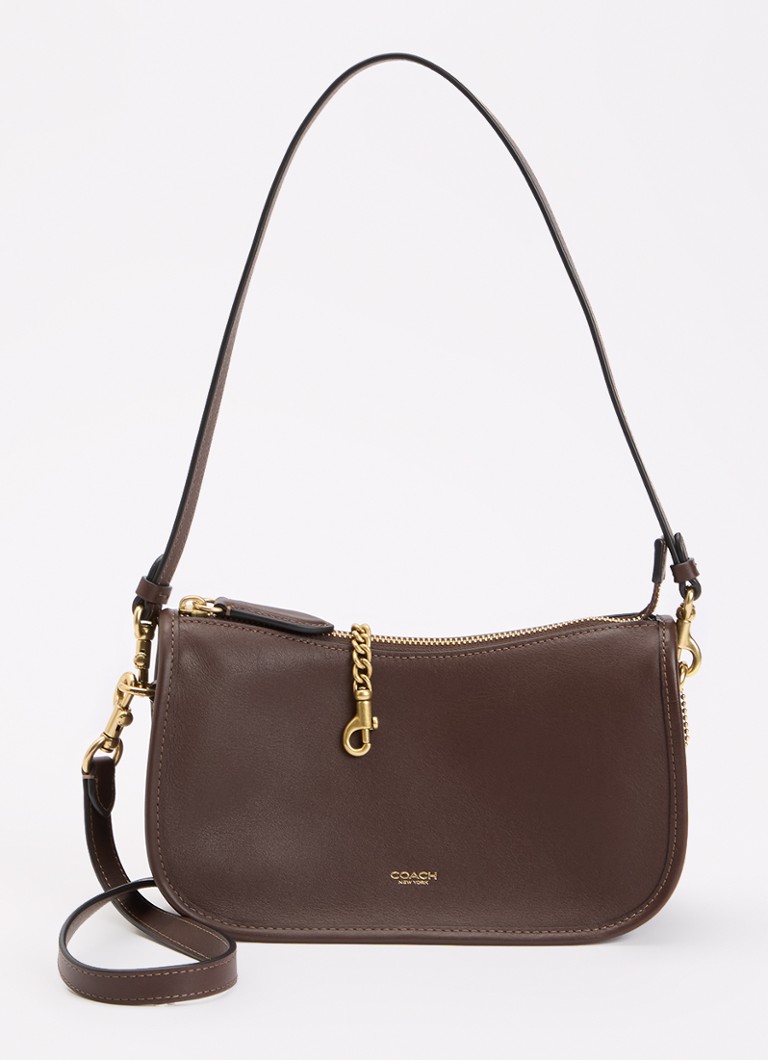 Coach Dames Waverly schoudertas van leer met afneembare schouderriem in de kleur Donkerbruin, maat: one size